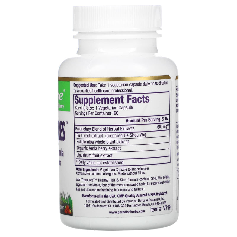 Vital Treasures Healthy Hair | 60 Capsules | by Paradise Herbs