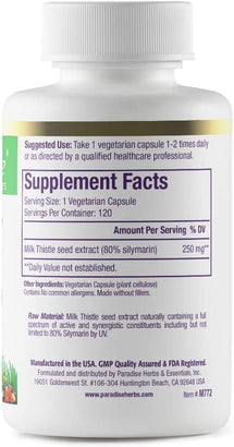 Milk Thistle - Silymarin | 120 Capsules | by Paradise Herbs