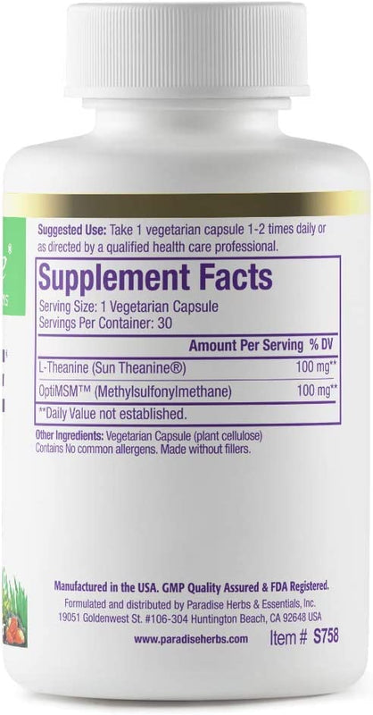 Sun Theanine | 30 Capsules | by Paradise Herbs