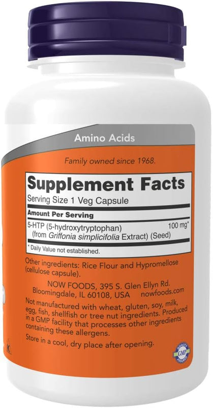NOW Supplements 5-HTP 100 mg - 120 Veg Capsules