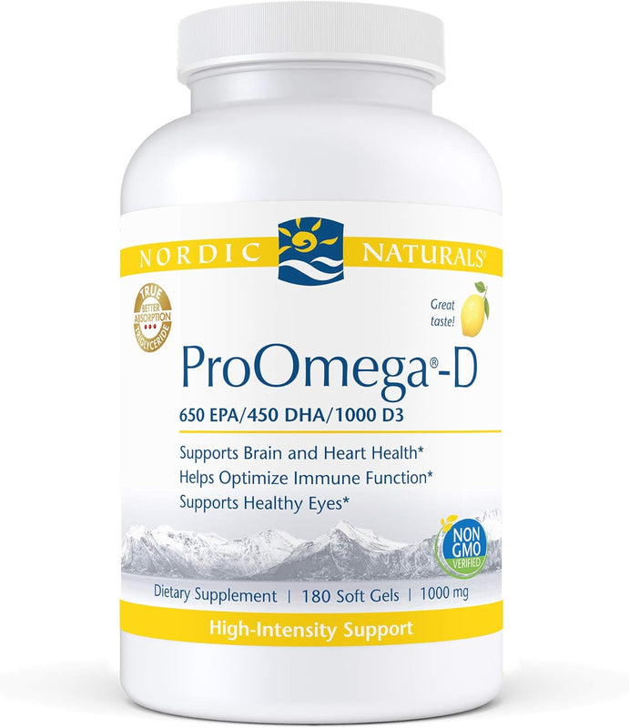 Nordic Naturals ProOmega-D, Lemon Flavor | 180 Soft Gels