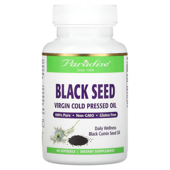 Black Seed Virgin Cold Pressed Oil 60 Capsules by Paradise Herbs.