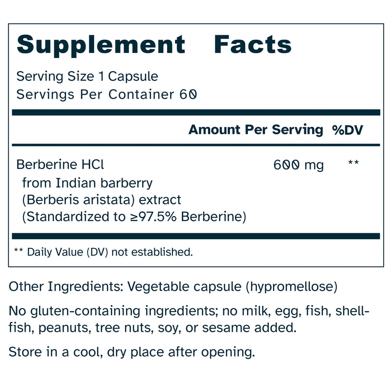 Berberine 600 mg – Ayurvedic - Normal Metabolic Function, Gut Microbiome Support - No Additives – 60 Capsules by Awakened.energy