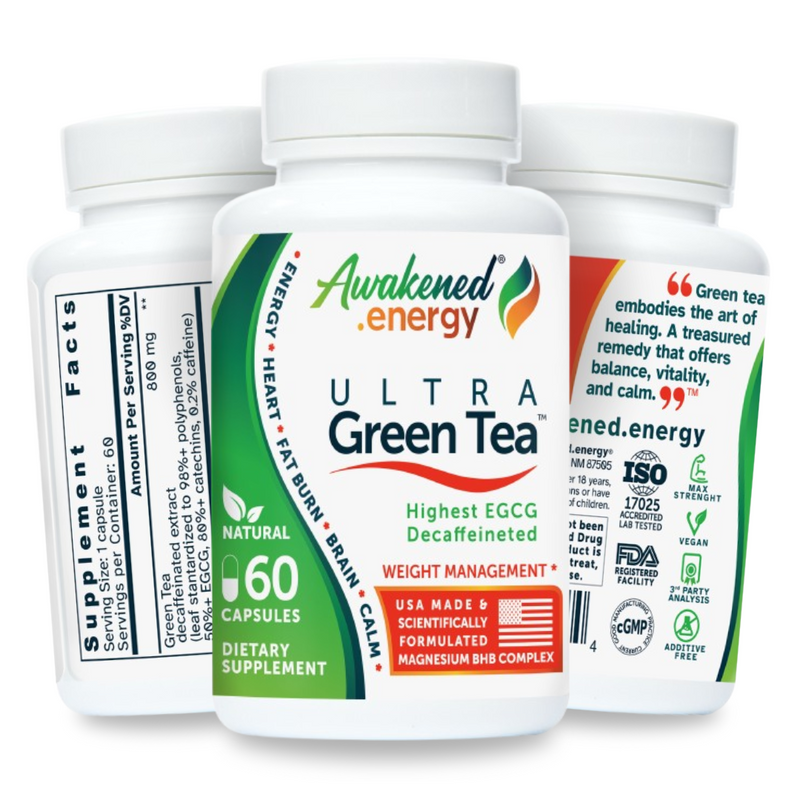 Green Tea Extract 800 mg- Decaffeinated 50% EGCG - 60 capsules by Awakened.energy