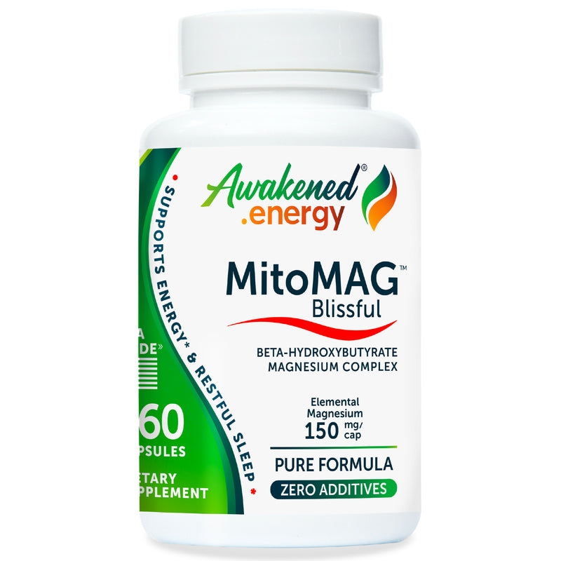 MitoMAG™ Blissful - Triple Magnesium BHB Complex for Energy & Restful Sleep - Nervous System Support - No Additives or Fillers - 60 Capsules - by Awakened.energy