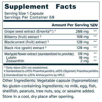 OcuBerry Gold 650 mg - Vision, Retina, Blue Light Support - No Additives- 60 Capsules by Awakened.energy