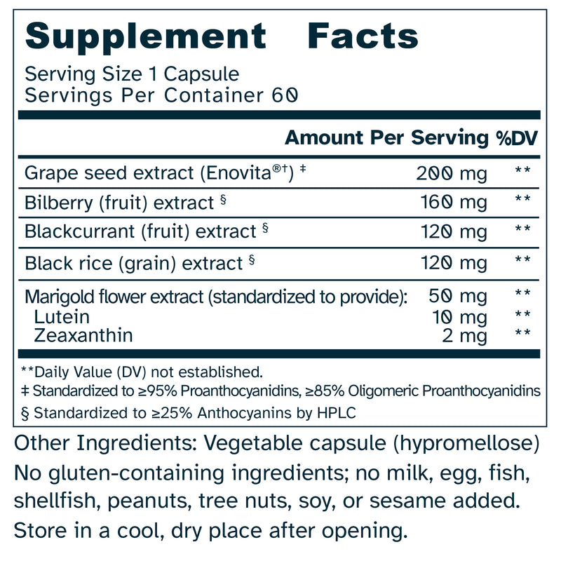 OcuBerry Gold 650 mg - Vision, Retina, Blue Light Support - No Additives- 60 Capsules by Awakened.energy