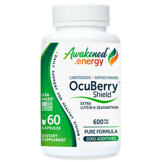 OcuBerry Shield 600 mg - Vision, Macular Support, Blue Light Protection - No Additives - 60 Capsules by Awakened.energy (1741)