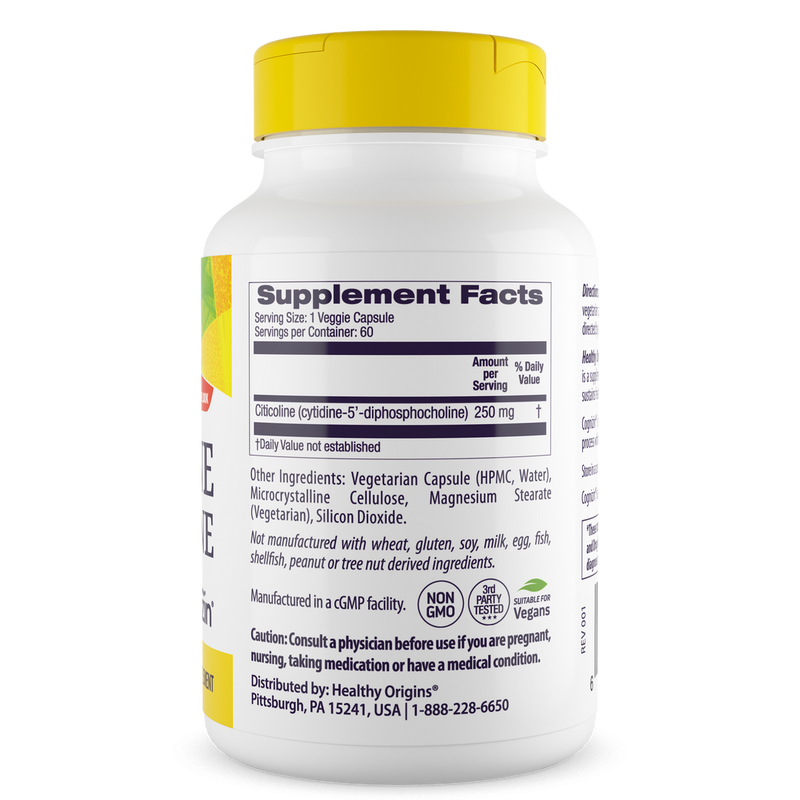 Healthy Origins Cognizin Citicoline, 250mg – 60 Veg Capsules