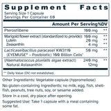 Supplement facts label for Eye-Gut Axis 490 mg capsules.