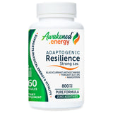 Bottle of Awakened Energy Adaptogenic Resilience supplement on a white background