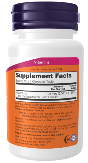 Vitamin D-3  5.000 IU  120 Softgels by NOW Foods