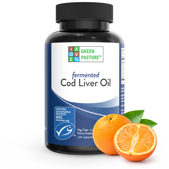 Green Pasture Fermented Cod Liver Oil, Orange-flavored – 120 Capsules