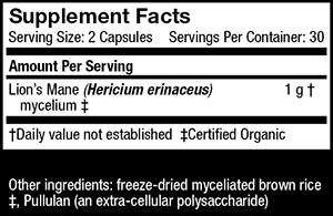 Mushrooms Lion’s Mane 60 Vegetarian Capsules by Host Defense