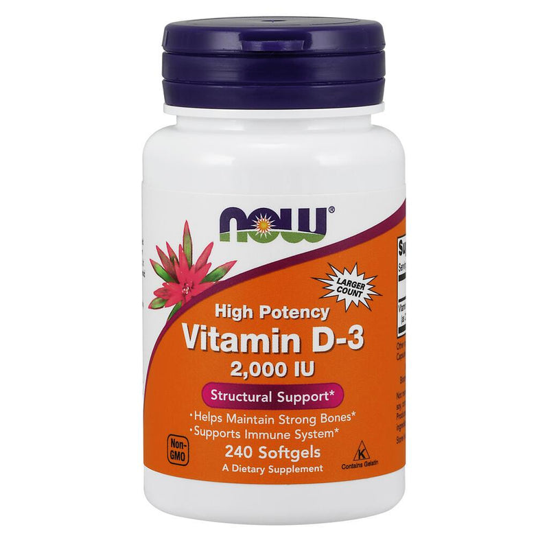 NOW Supplements High Potency Vitamin D3, 2000 IU – 240 Softgels
