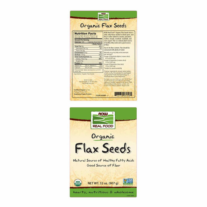 NOW Real Food Flax Seeds, Organics – 2 lbs.