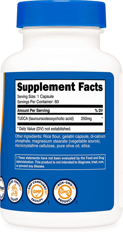 TUDCA 250mg | 60 Cap | (Tauroursodeoxycholic Acid) by Nutricost