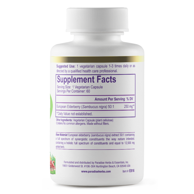 Elderberry with Zinc | 60 Capsules | by Paradise Herbs