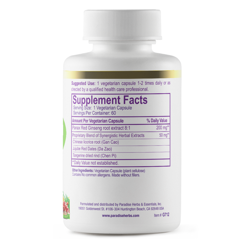 Ginseng Extract Panax Red | 60 Capsules | by Paradise Herbs