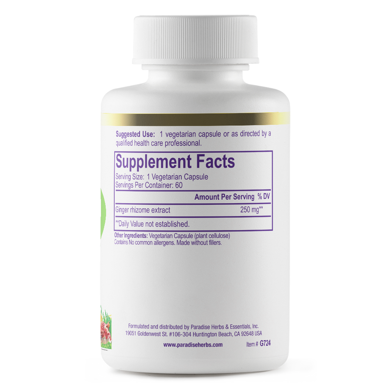 Ginger Extract | 60 Capsules | by Paradise Herbs