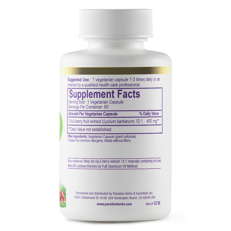 Go Ji Berry Extract | 60 Capsules | by Paradise Herbs