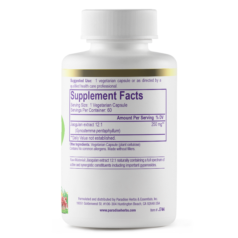 Paradise Herbs Jiaogulan – 60 Vegetarian Capsules
