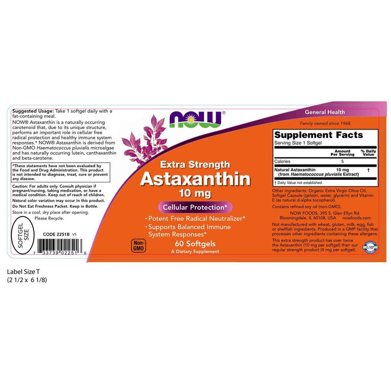 Astaxanthin, Extra Strength, 10mg by NowFoods