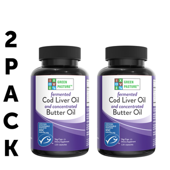 Green Pasture Fermented Cod Liver Oil and Concentrated Butter Oil Blend, Non-flavored – 120 Capsules