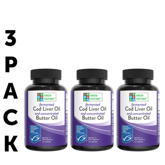 Green Pasture Fermented Cod Liver Oil and Concentrated Butter Oil Blend, Non-flavored – 120 Capsules