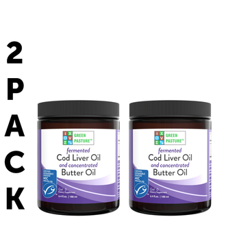 Green Pasture Fermented Cod Liver Oil and Concentrated Butter Oil, Non-flavored – 6.4 fl oz