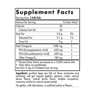 Nordic Naturals ProOmega 650 EPA/450 DHA 120 Soft Gels Lemon Flavor