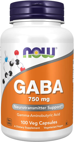 GABA 750 mg 100 Vegetarian Capsules by Now Foods