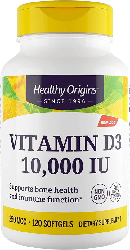 Vitamin D3 10,000 IU Softgel | 120 Softgel by Healthy Origins