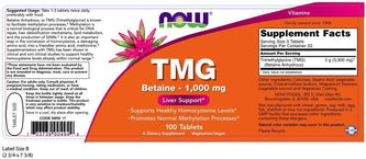 NOW Supplements TMG, 1,000mg - 100 Tablets