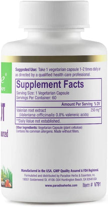 Valerian Root European Extract | 60 Capsules | by Paradise Herbs