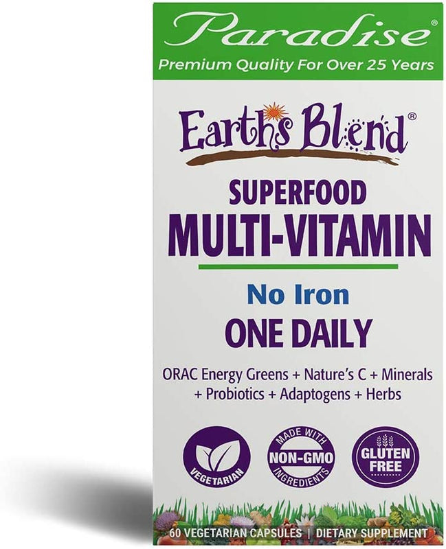 Earth's Blend Multivitamin No Iron | 60 Capsules | by Paradise Herbs