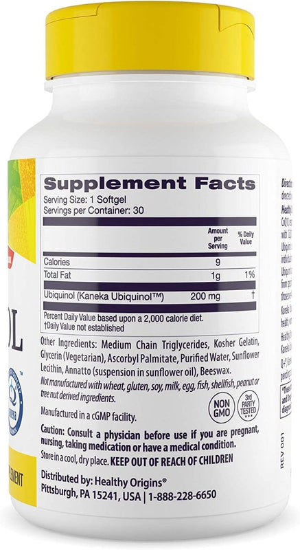 Healthy Origins Natural Ubiquinol 200 mg -  30 SoftGels