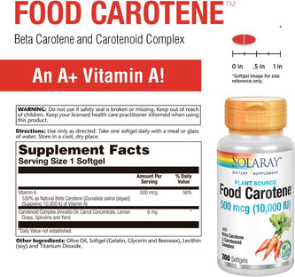 Food Carotene 10,000 IU 200 softgels by Solaray