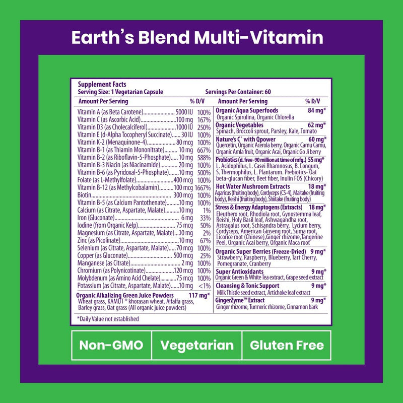 Earth's Blend Multi with Iron | 60 Capsules | by Paradise Herbs