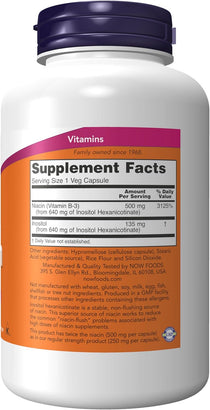 Niacin (Vitamin B-3)  500 mg  Double Strength 180 Vegetarian Capsules by Now foods