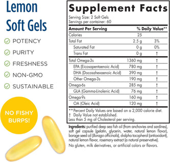 Nordic Naturals ProOmega-3.6.9 Lemon Flavor | 120 Soft Gels