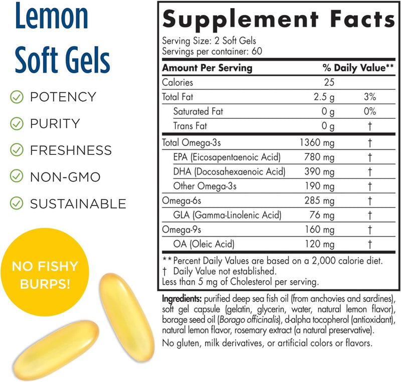 Nordic Naturals ProOmega-3.6.9 Lemon Flavor | 120 Soft Gels