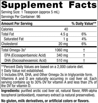 Arctic Cod Liver Oil, Orange |340 EPA/510 DHA | 16 fl oz