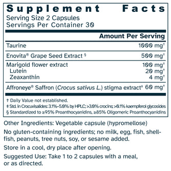 Saffron Retinal Complex 830 mg - Affroneye® Saffron, Enovita® Grape Seed, Lutein, Zeaxanthin & Taurine - Retinal & Optic Nerve Support - No Additives - 60 Capsules by Awakened.energy