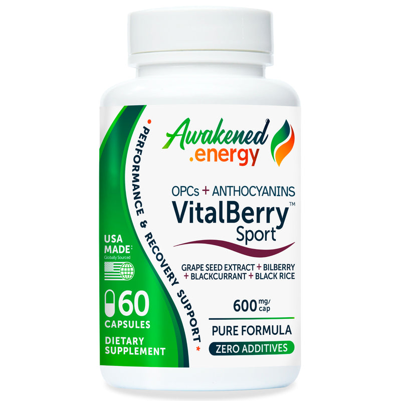 VitalBerry Sport 600 mg – Performance, Recovery, Blood Flow Support - No Additives - 60 Capsules by Awakened.energy