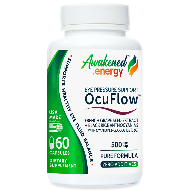 OcuFlow 500 mg - Eye Pressure Support, Fluid Balance, Vision Antioxidant Support - Enovita®  French GSE, OPCs - No Additives - 60 Capsules by Awakened.energy