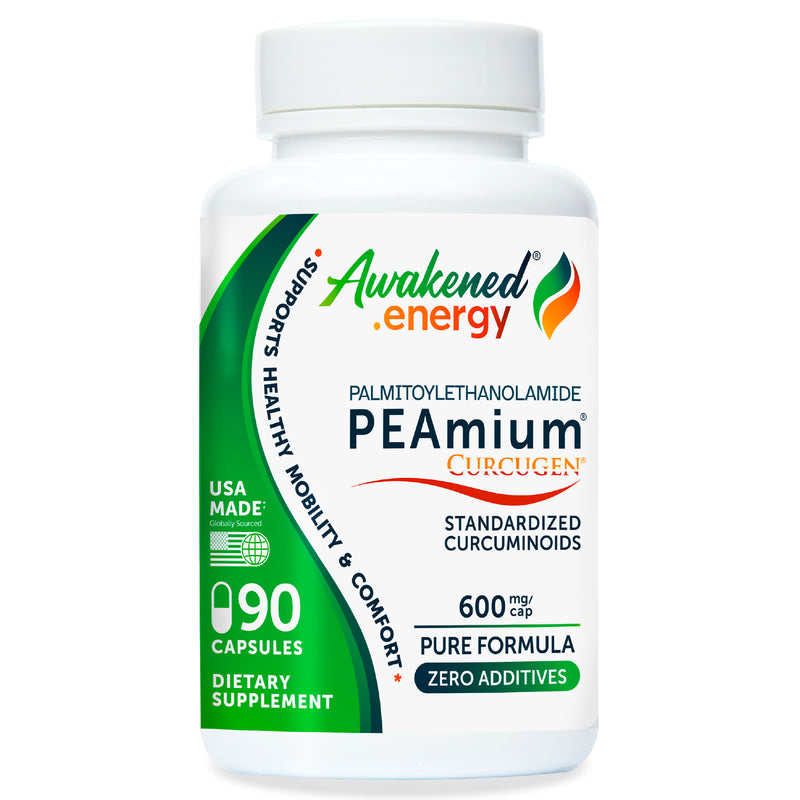 PEAmium® Curcugen® - Palmitoylethanolamide (PEA) & Turmeric Extract - Mobility & Comfort - No Additives - 90 Capsules by Awakened.energy