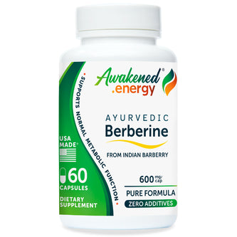 Berberine 600 mg – Ayurvedic - Normal Metabolic Function, Gut Microbiome Support - No Additives – 60 Capsules by Awakened.energy