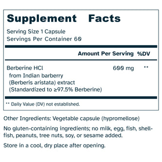 Berberine 600 mg – Ayurvedic - Normal Metabolic Function, Gut Microbiome Support - No Additives – 60 Capsules by Awakened.energy