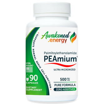 PEAmium 500mg - Ultra Micronized Palmitoylethanolamide - Supports Nerve Cells, Cellular Repair – No Additives - 90 Capsules by Awakened.energy